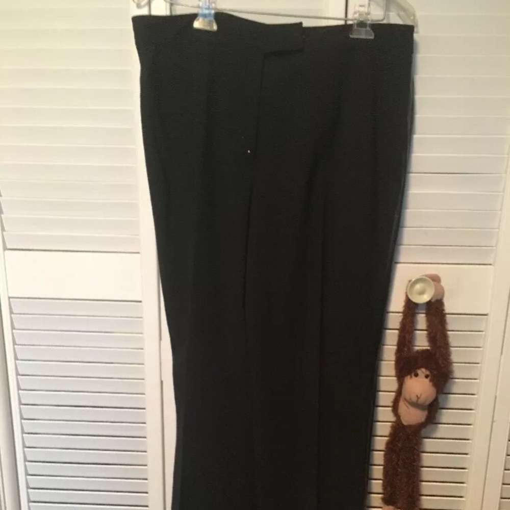 Size 16 Black Pants Slacks Faux Leather Band Zip